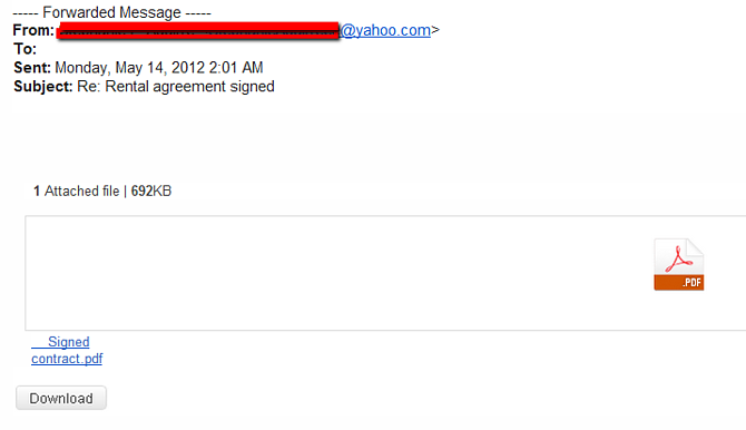 Rental agreement phishing mail